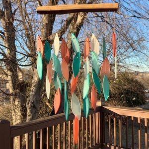 Sand Rose & Aqua Mixed Leaves 9x20 Wind Chime